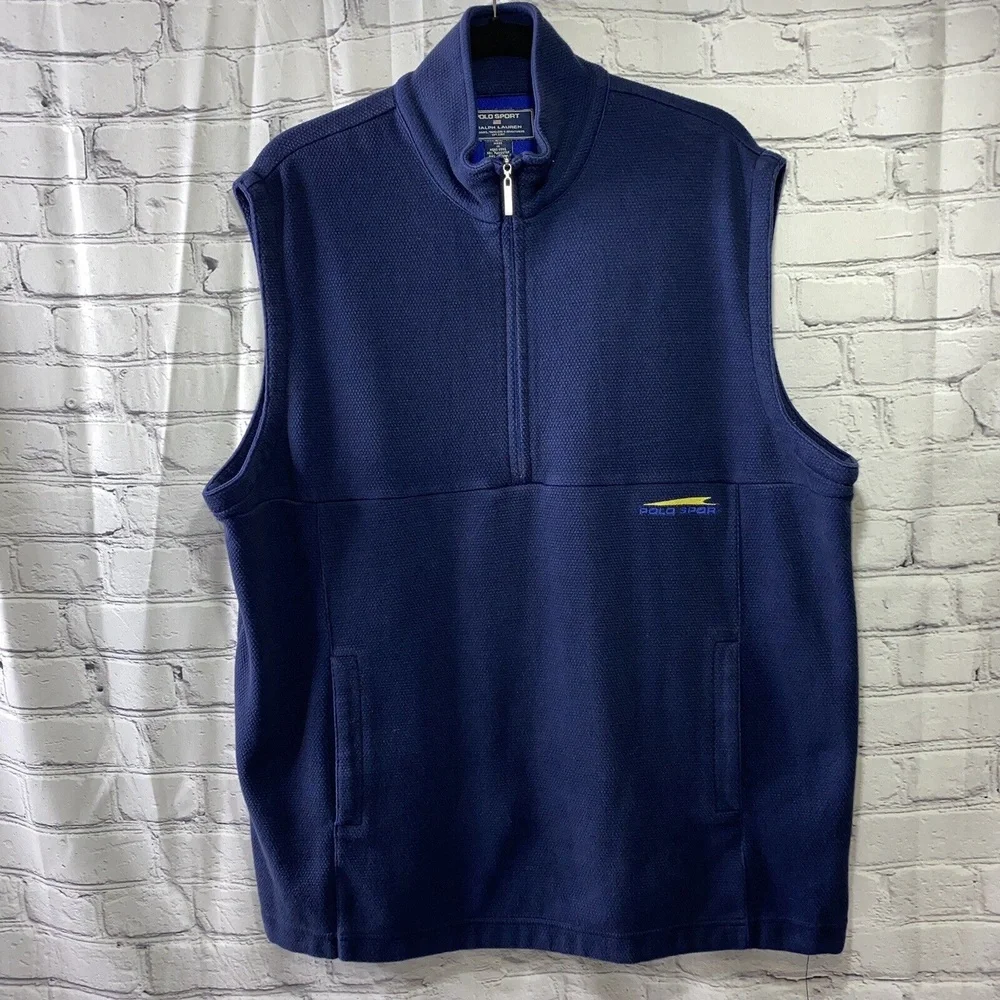 Ralph Lauren Polo Sport Men’s Fleece Vest Blue  Sz Large XL EUC